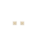 Chanel Square and CC logo earrings white gold tone