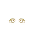 Chanel Double Heart CC Earrings Crystal Light Gold Tone
