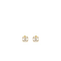 Chanel Square CC Logo Earrings Crystal Light Gold Tone