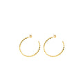 Chanel Coco Crush Hoop Earrings Quilted Motif Beige Gold
