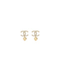 Chanel CC Logo Heart Earrings Crystal