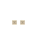 Chanel square CC Logo earring with crystal Light Gold Tone