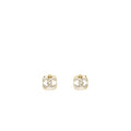 Chanel Square CC logo Earrings Crystal Light GOLD Tone