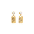 Chanel Pearl Earrings with Signature Tag Drop Gold Tone