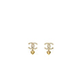 Chanel CC logo dropped earrings with Crystal Gold Tone