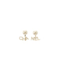 Chanel Letter/CC Logo Earrings Crystal/Pearl Light Gold Tone