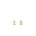 Chanel star and cc logo earrings light gold tone
