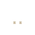 Chanel small model cc logo crystal earrings light gold tone