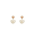 Chanel giant cc logo heart earrings crystal/pearl light gold tone