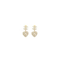 Chanel Heart Dropped CC Logo Earring Crystal Light Gold Tone