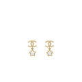 Chanel CC Logo Star Dropped earrings Pearl/Crystal/Gold Tone