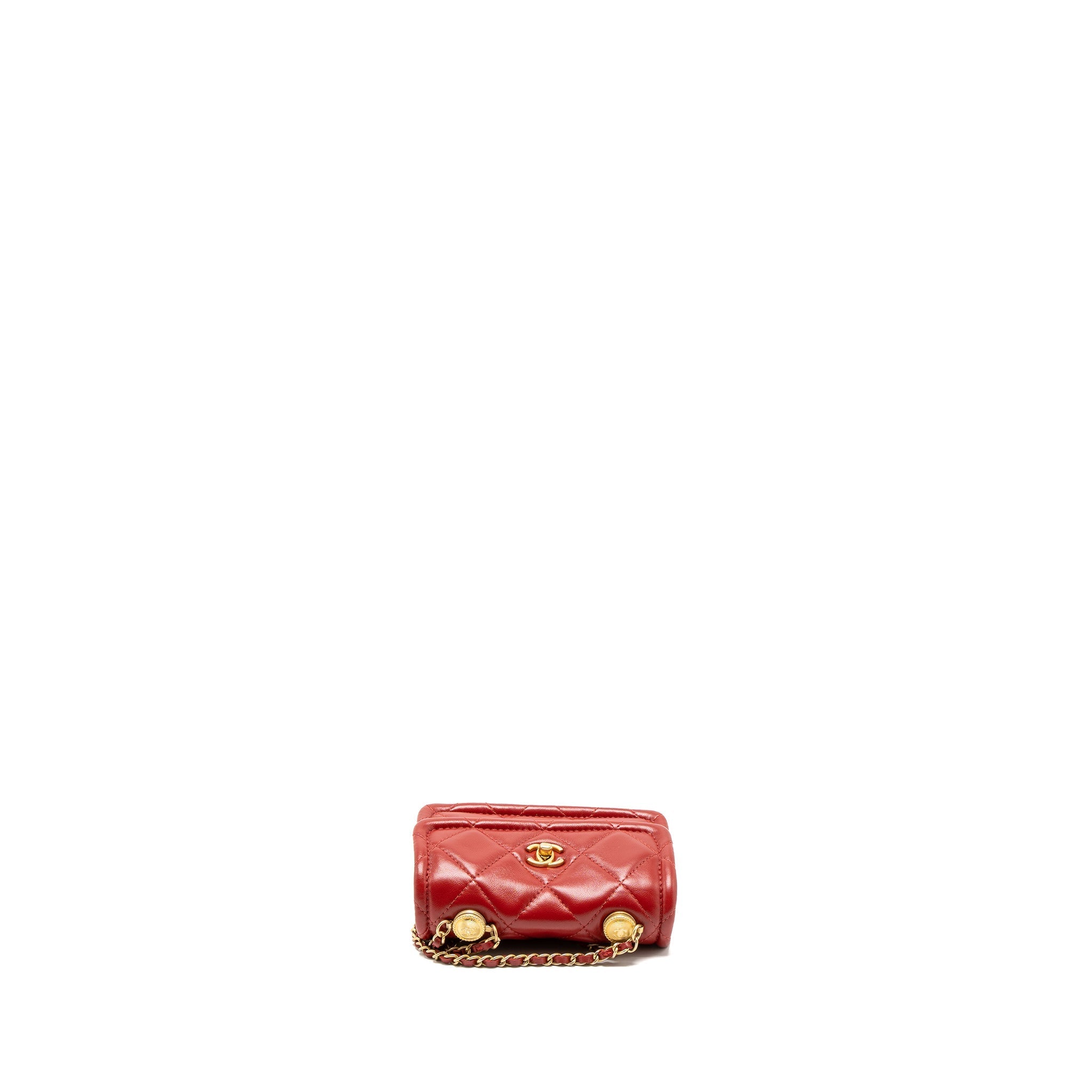 Chanel Quilted Mini Flap Belt Bag Lambskin Red Brushed