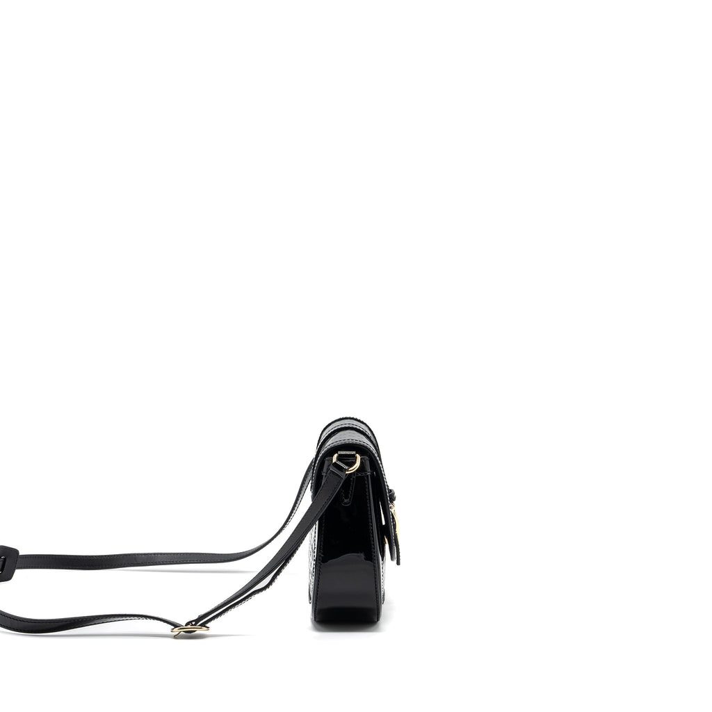 Gucci messenger crossbody bag patent black L