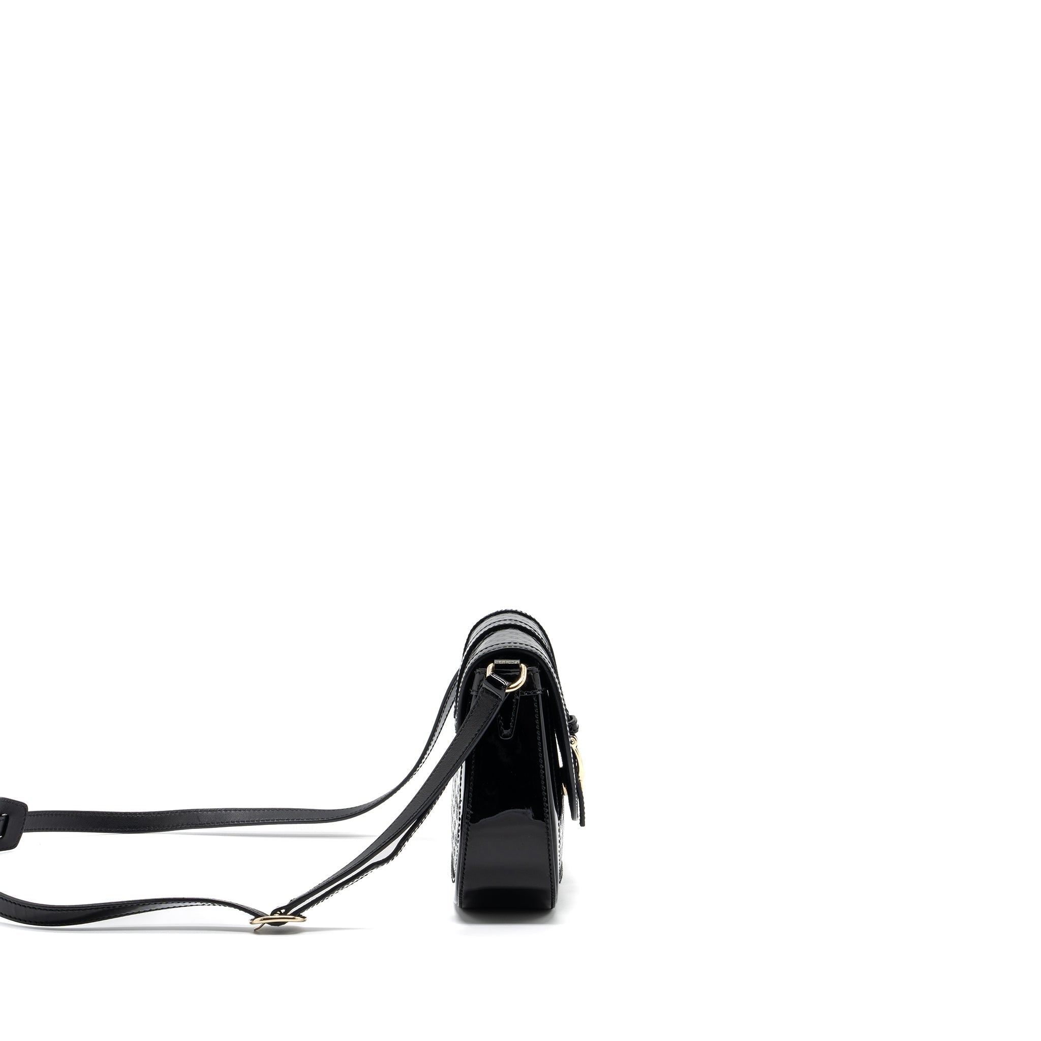 Gucci messenger crossbody bag patent black L