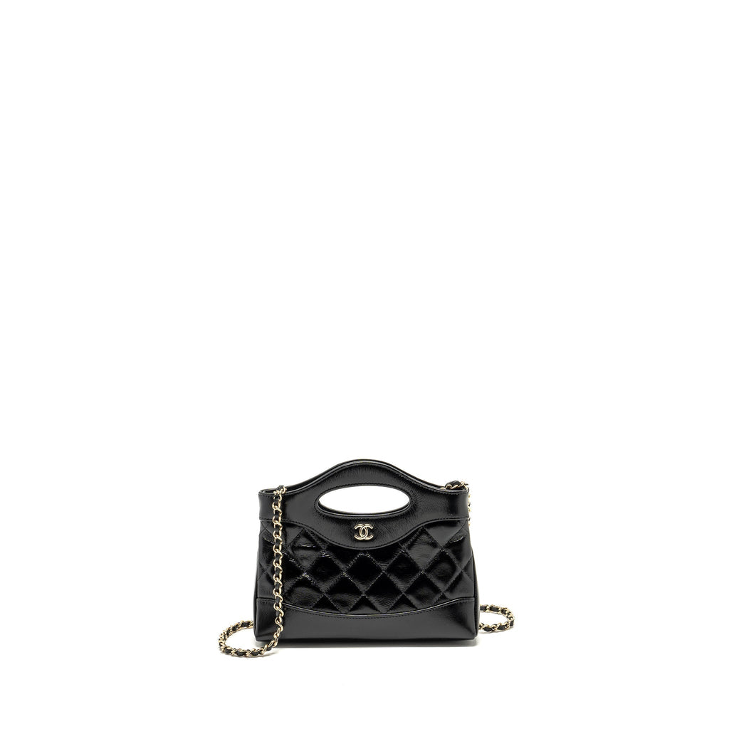 CHANEL 24S Mini 31 Clutch with Chain Shiny Lambskin Black L (microchip)