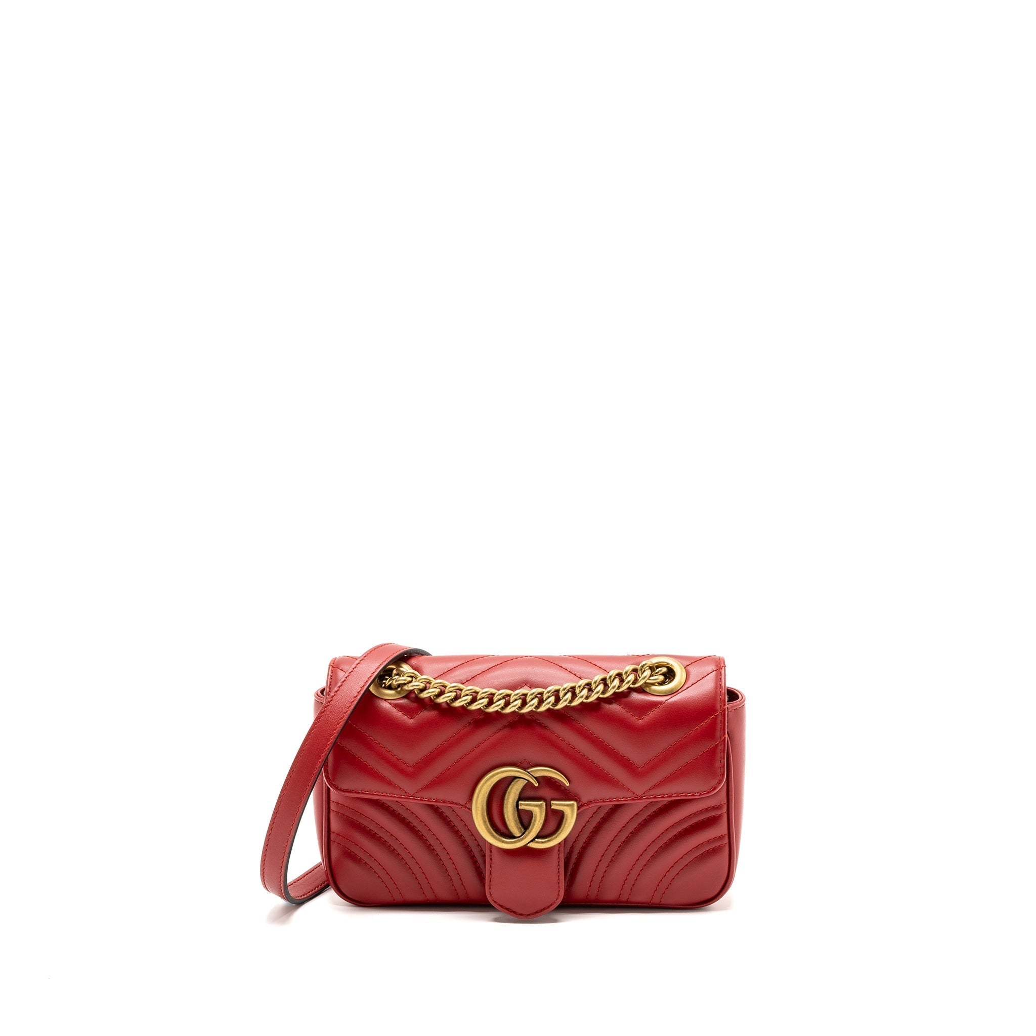 Gucci Mini GG Marmont matelasse calfskin red