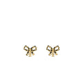 Chanel leather weave bow earrings black with gold tone
