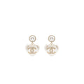 Chanel Heart Pearl Crystal CC Logo Earrings L