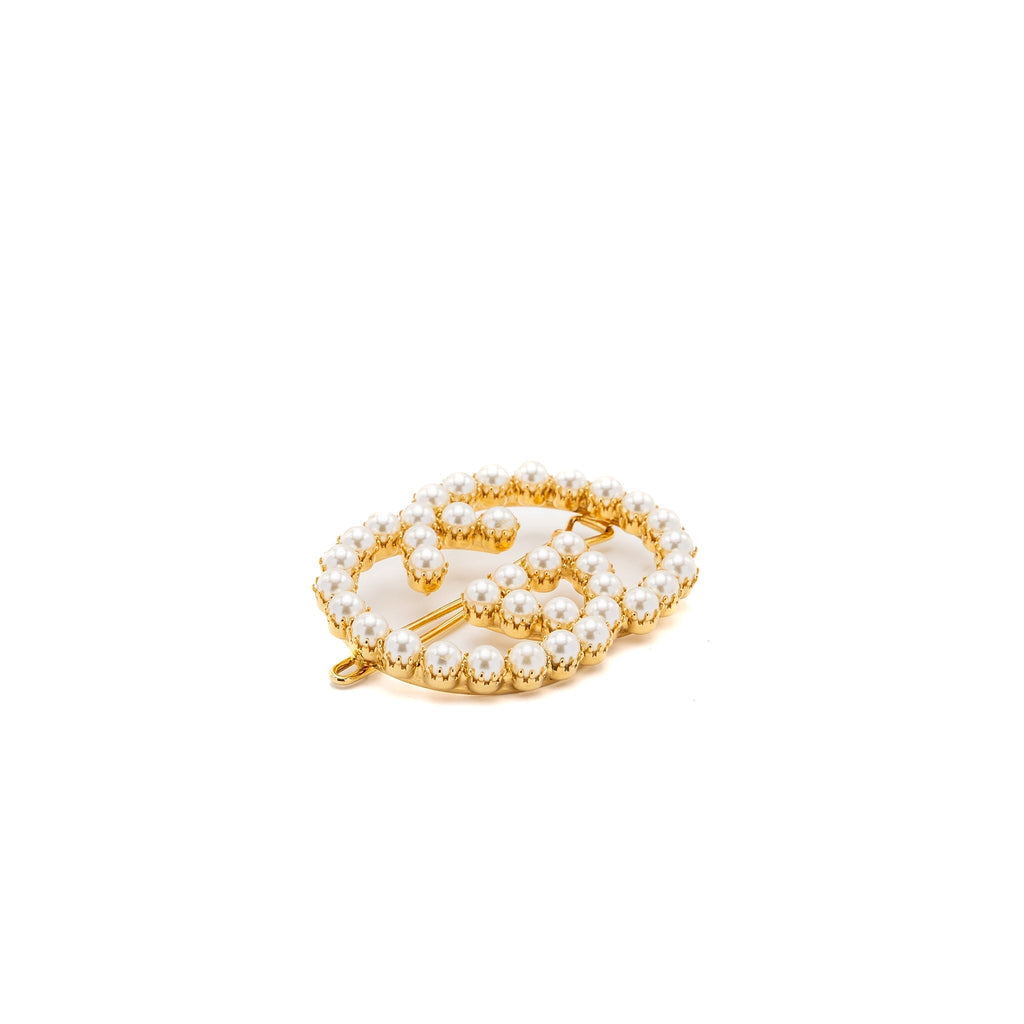 GUCCI GG LOGO Hair clip Pearl