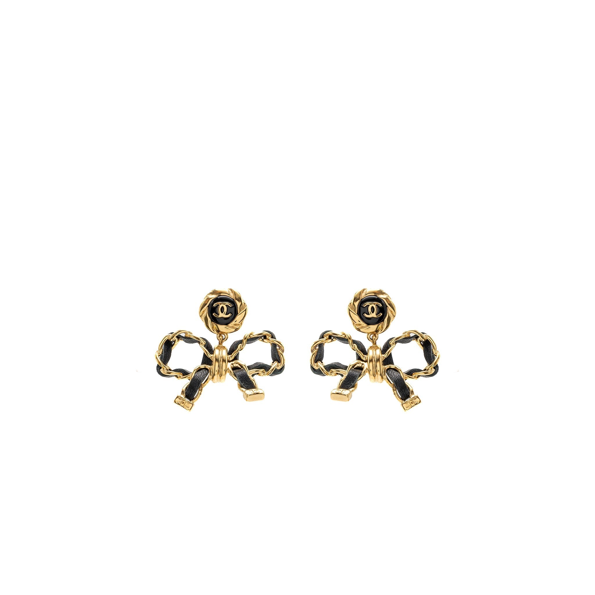 Chanel CC Logo  Bow Drop Earrings Large Model L