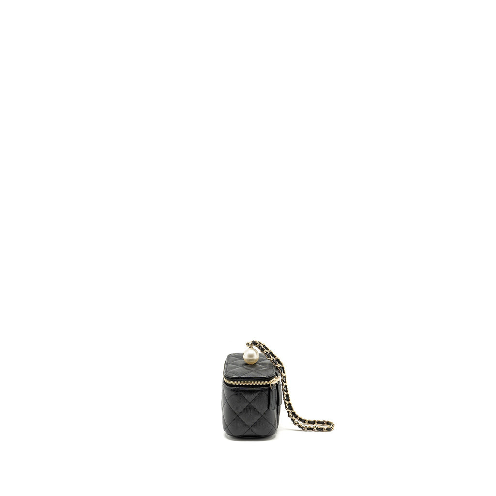 Chanel Small Vanity Clutch with Chain CC Pearl Caviar Black L