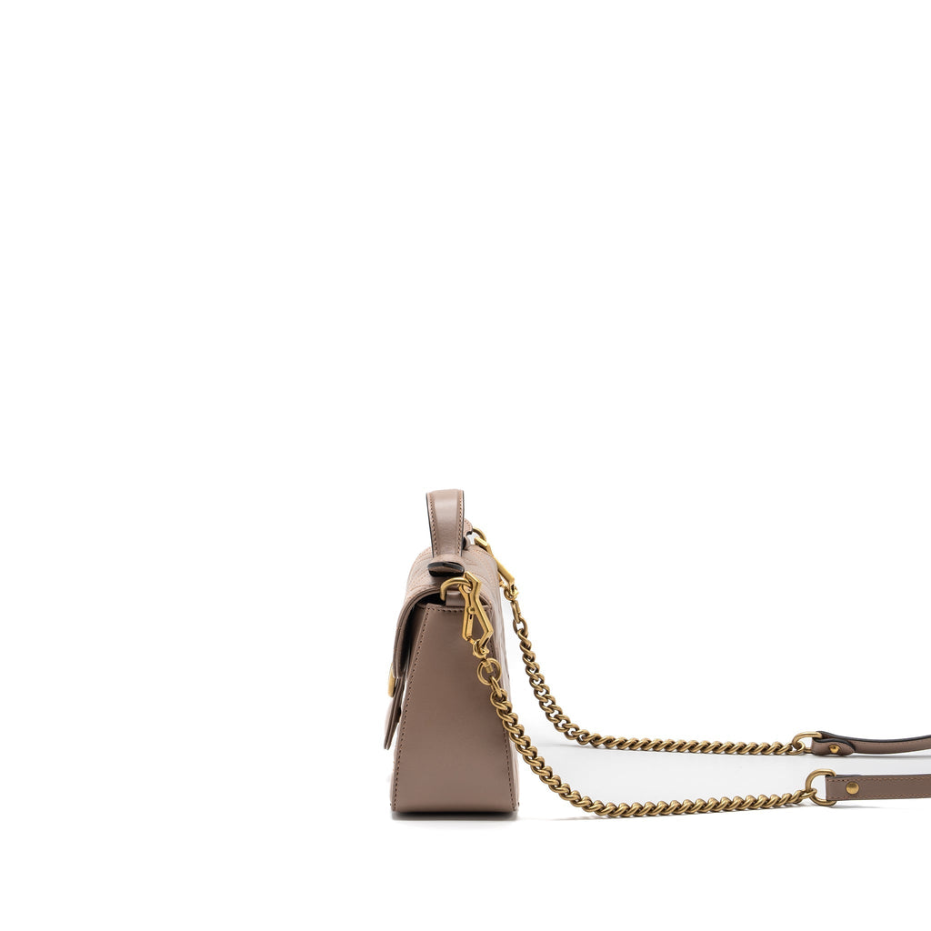 Gucci GG Marmont Mini Top Handle Bag Leather Dark Beige