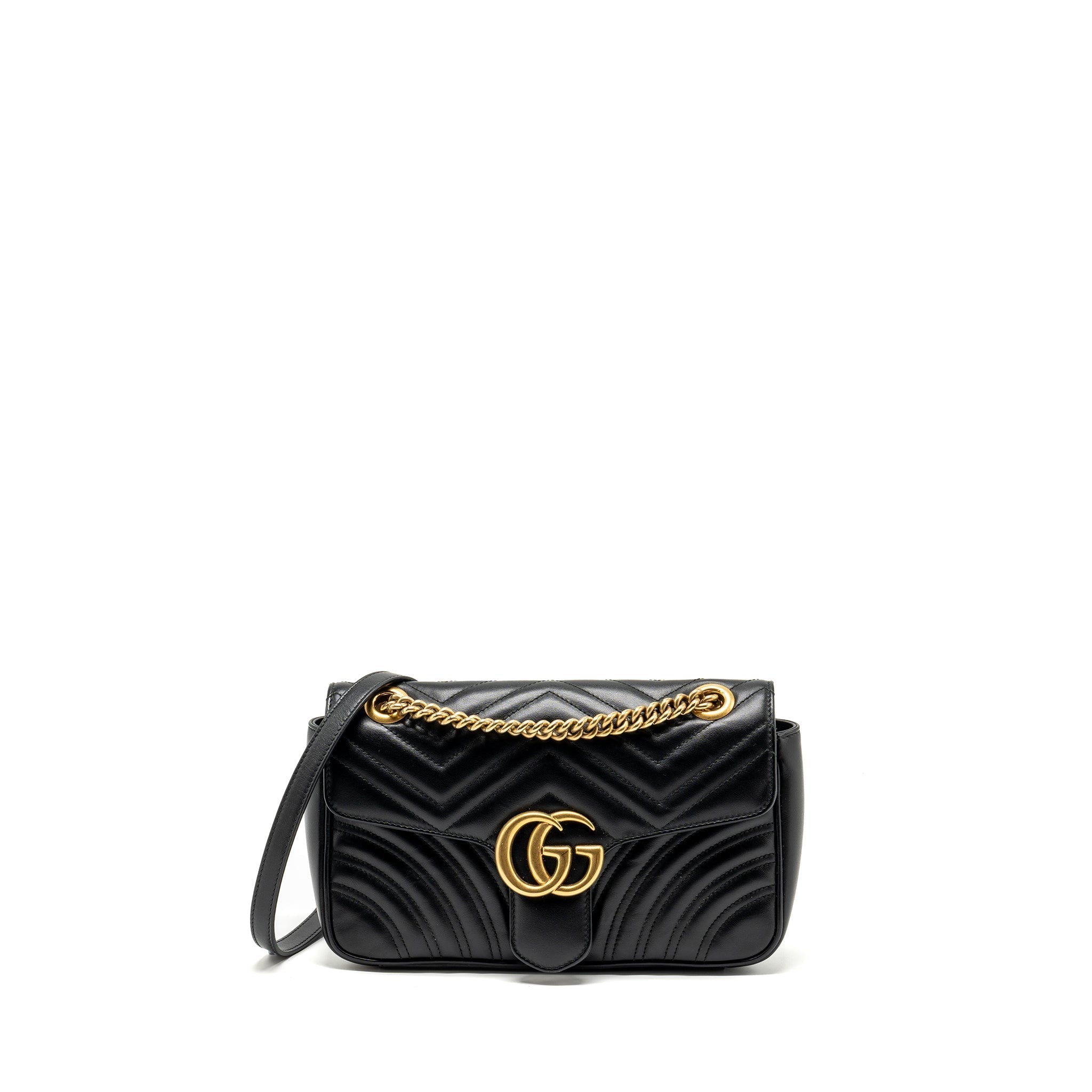 GUCCI SMALL GG MARMONT BAG CALFSKIN BLACK