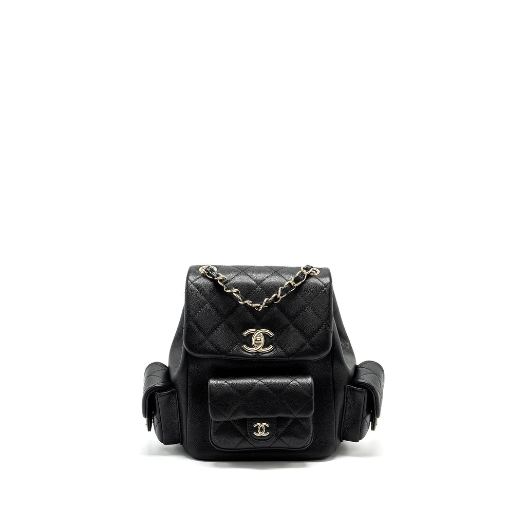 Chanel Triple Pocket Backpack Caviar Black L (Microchip)