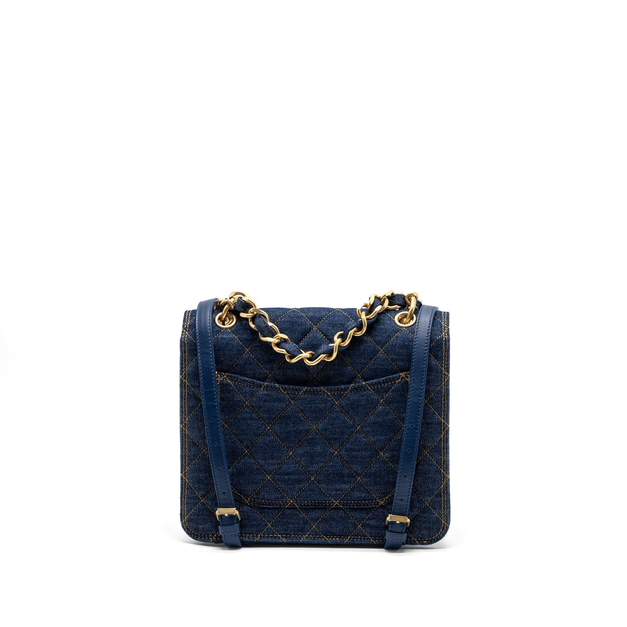 Chanel 23S Flap Backpack Denim Blue Brushed  (Microchip)