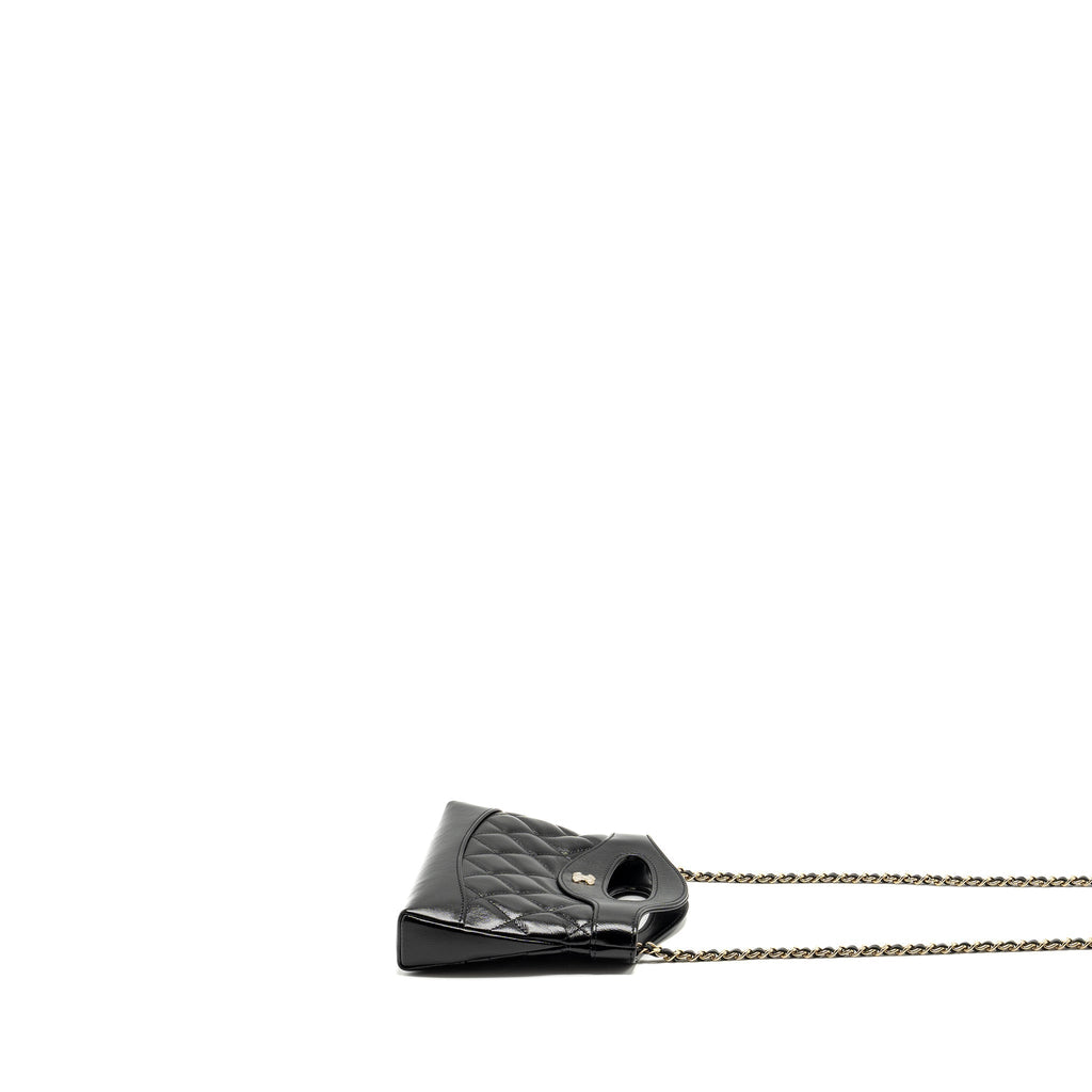 Chanel mini 31 Clutch with Chain Shiny Calfskin Black L (Microchip)
