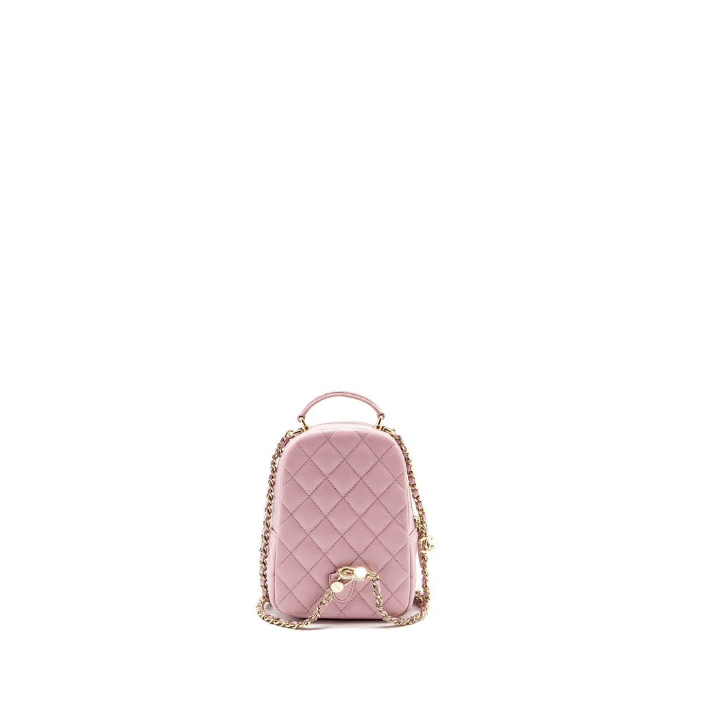 Chanel 24p Classic Mini Backpack Shiny Grained Calfskin Light Purple L (Microchip)