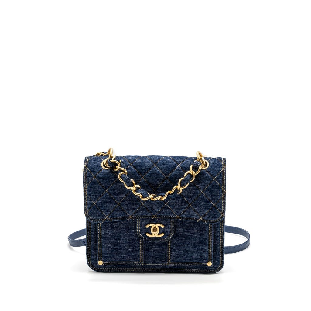 Chanel 23S Flap Backpack Denim Blue Brushed  (Microchip)