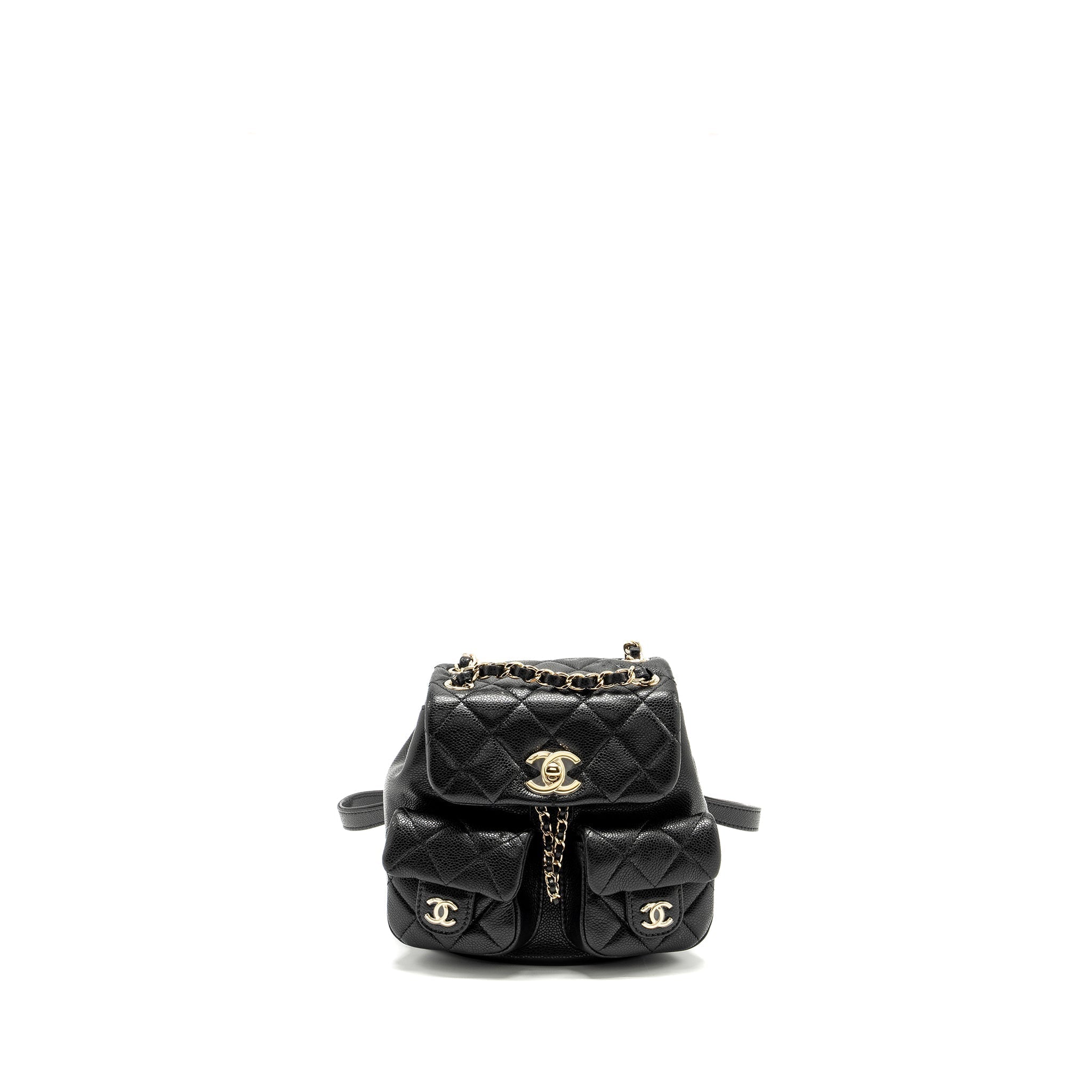 CHANEL 24A Mini Duma Backpack Grained Calfskin Black L (Microchip)