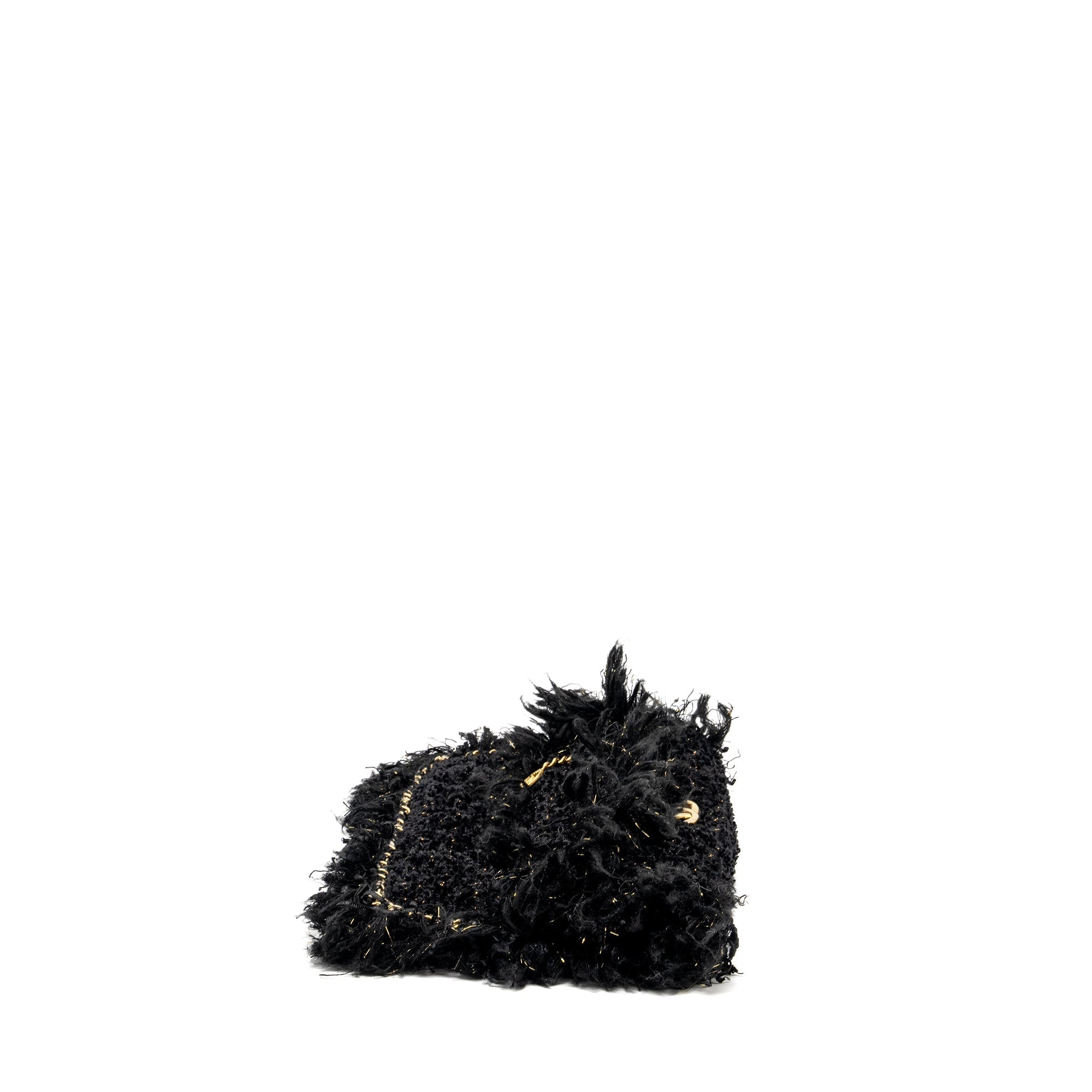 Chanel Fringe Paris Cosmopolite Clutch Tweed Black