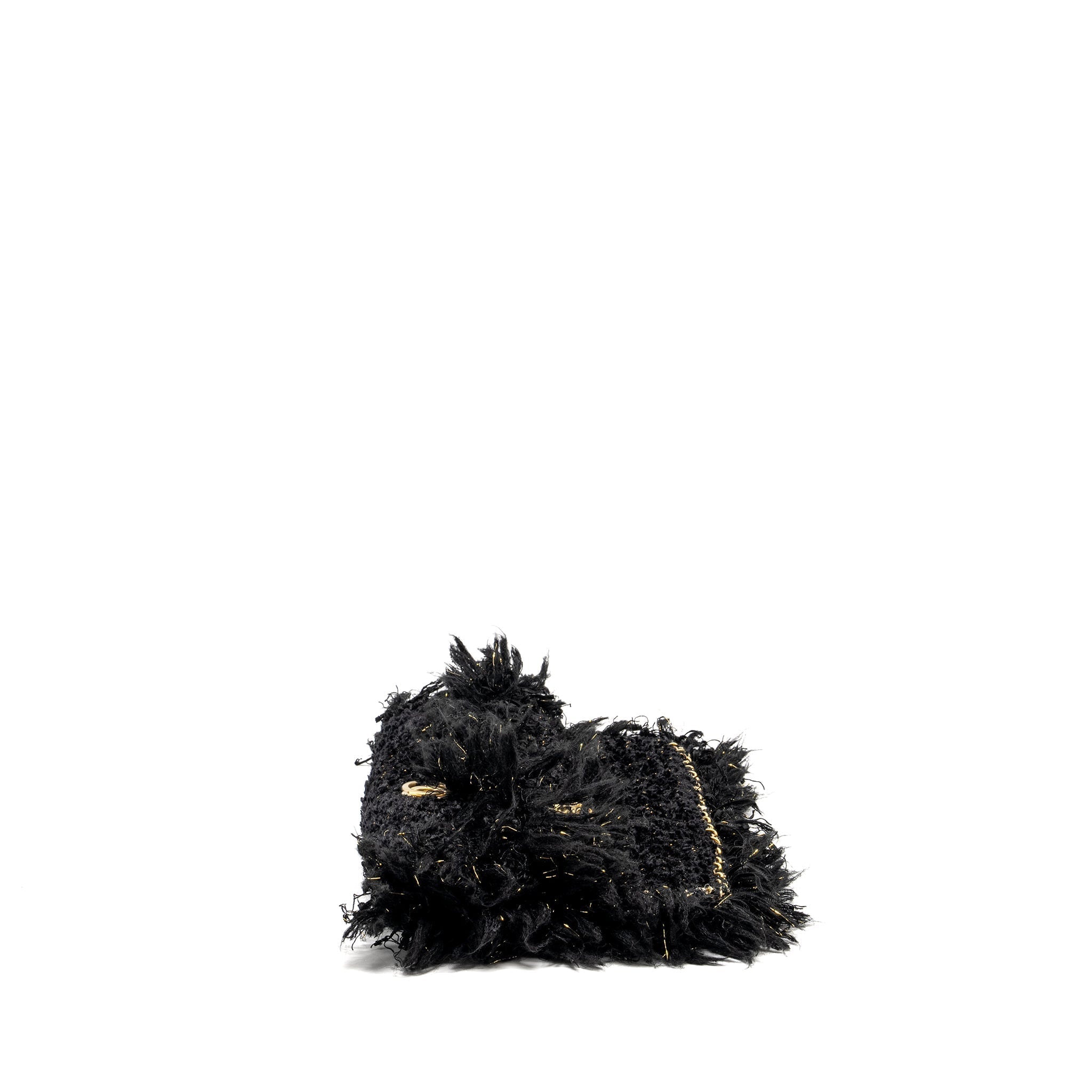 Chanel Fringe Paris Cosmopolite Clutch Tweed Black