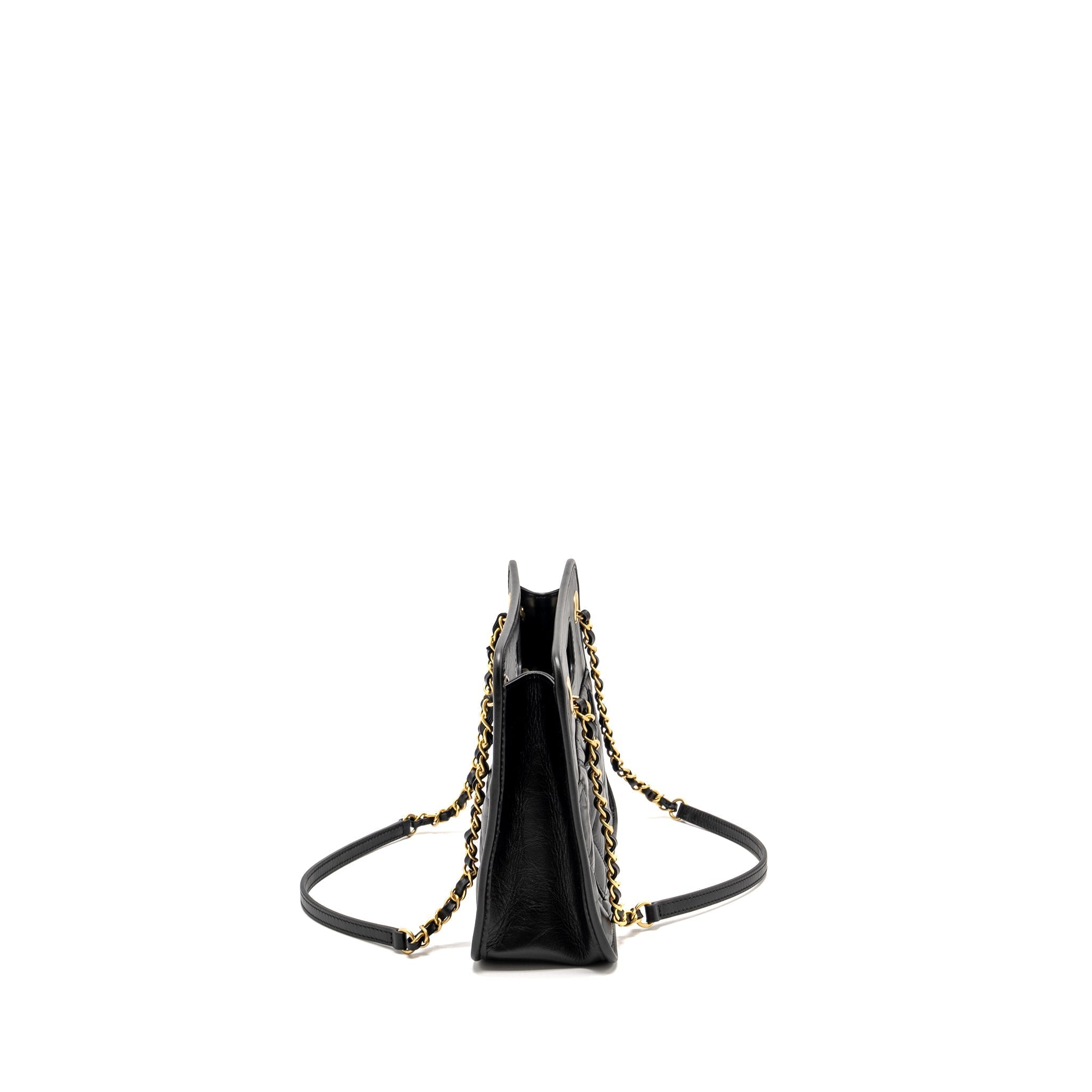 Chanel 23S Clutch Bag With Chain Calfskin Black Brush  (microchip)