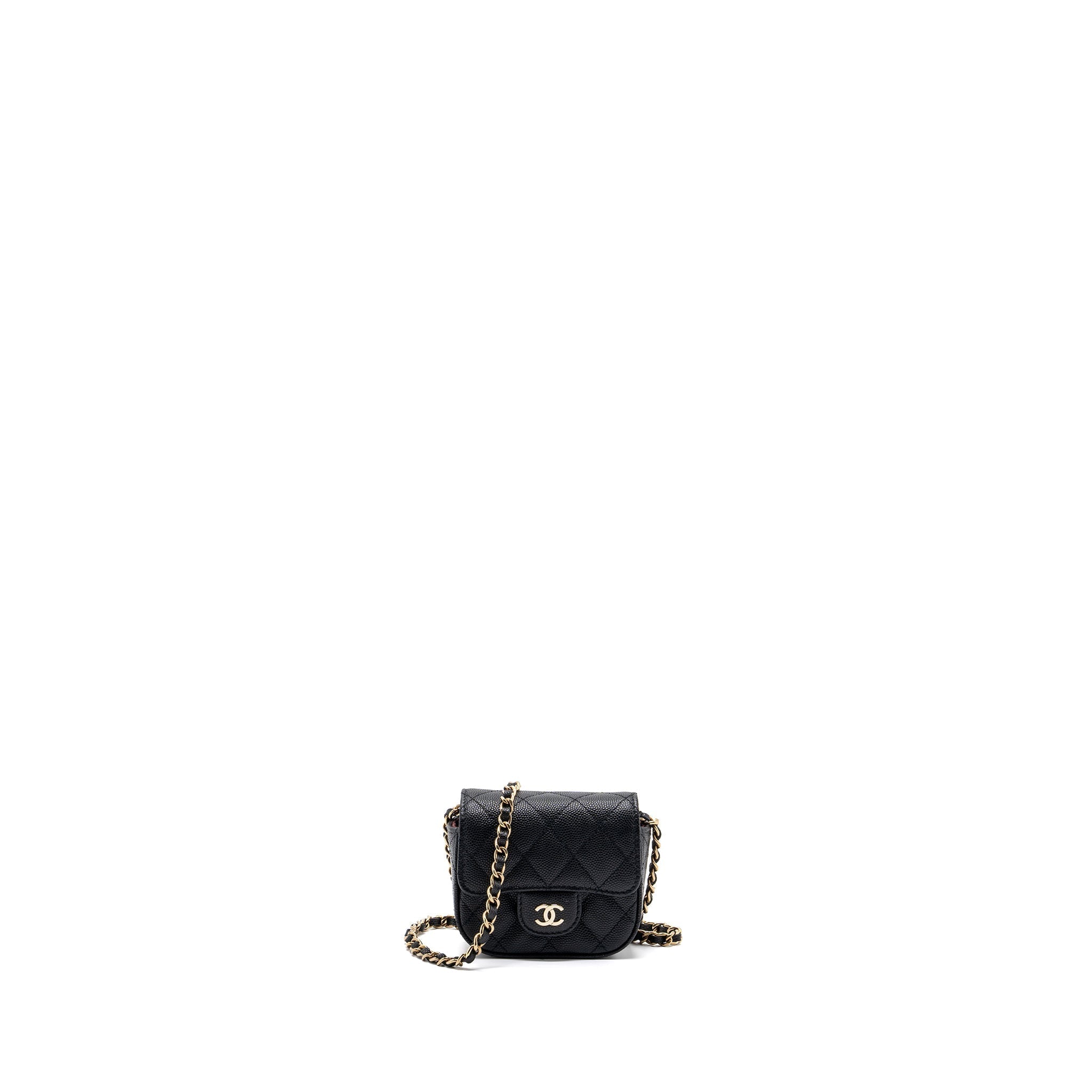 Chanel Mini Clutch With Chain Caviar Black L (microchip)