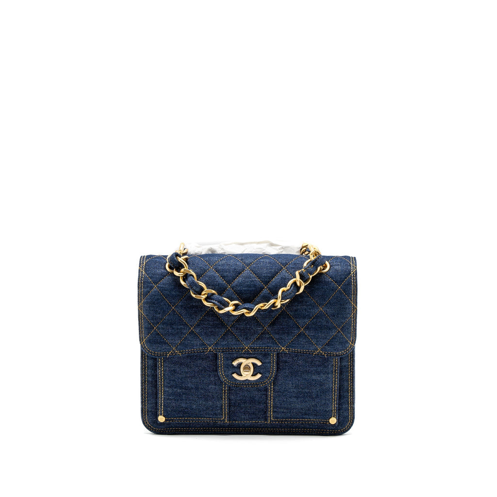 Chanel 23S Flap Backpack Denim Blue Brushed  (Microchip)