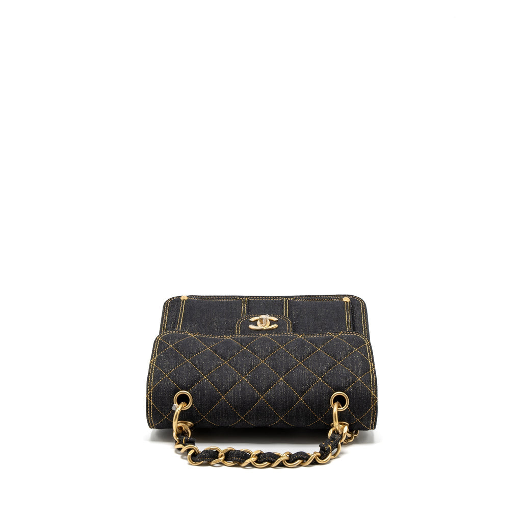 Chanel 23S Flap Backpack Denim Dark Blue Brushed  (Microchip)