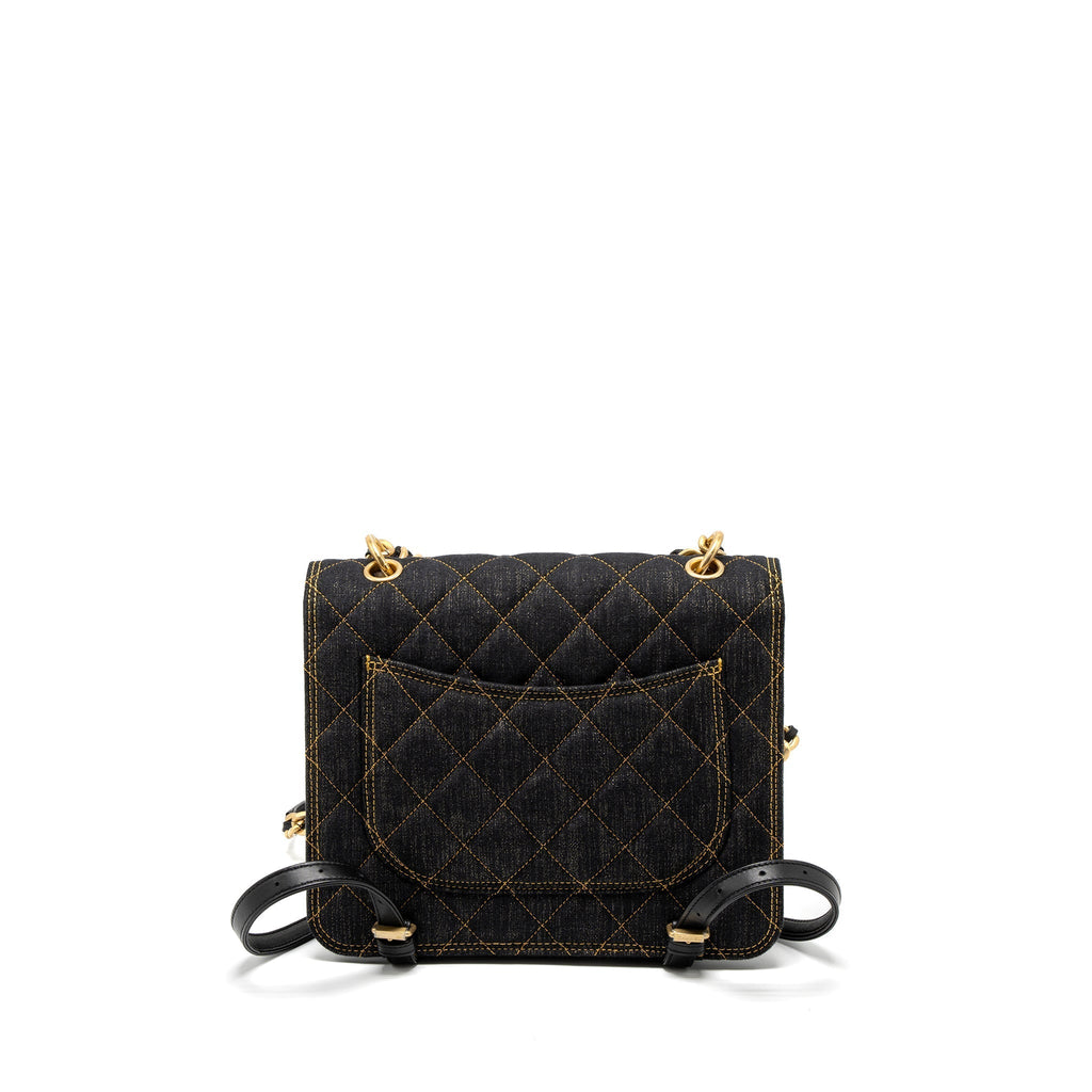 Chanel 23S Flap Backpack Denim Dark Blue Brushed  (Microchip)