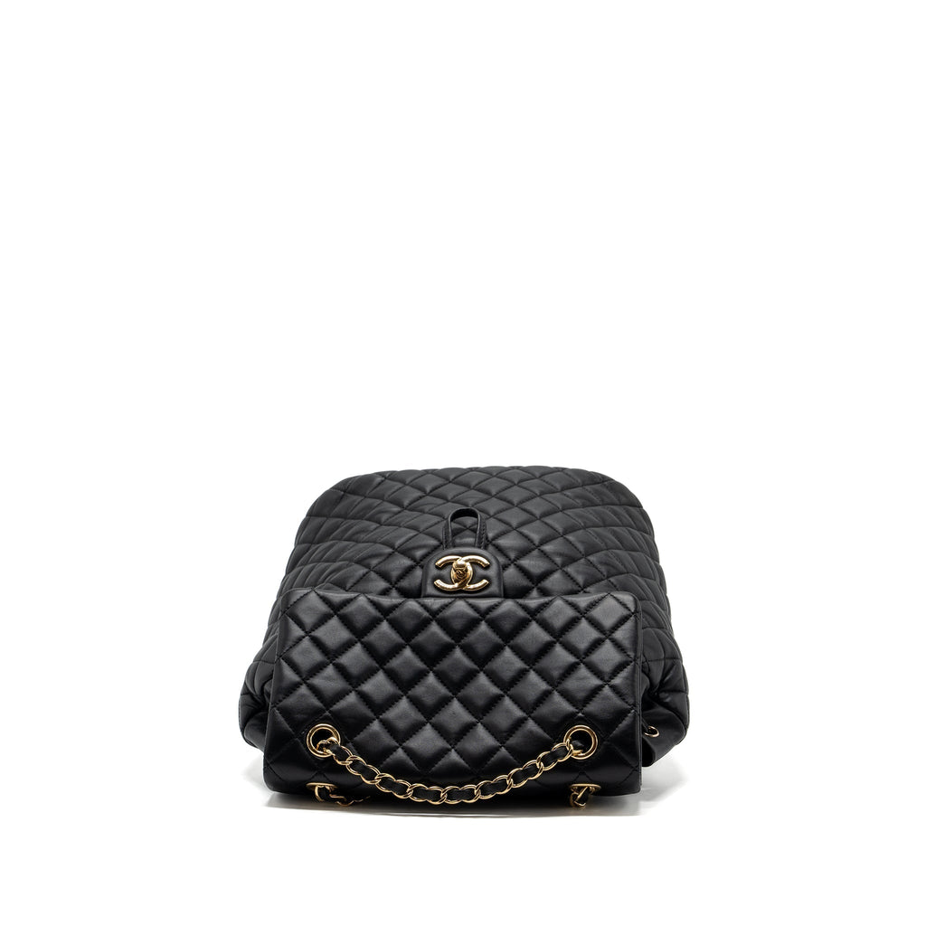Chanel quilted flap backpack lambskin black
