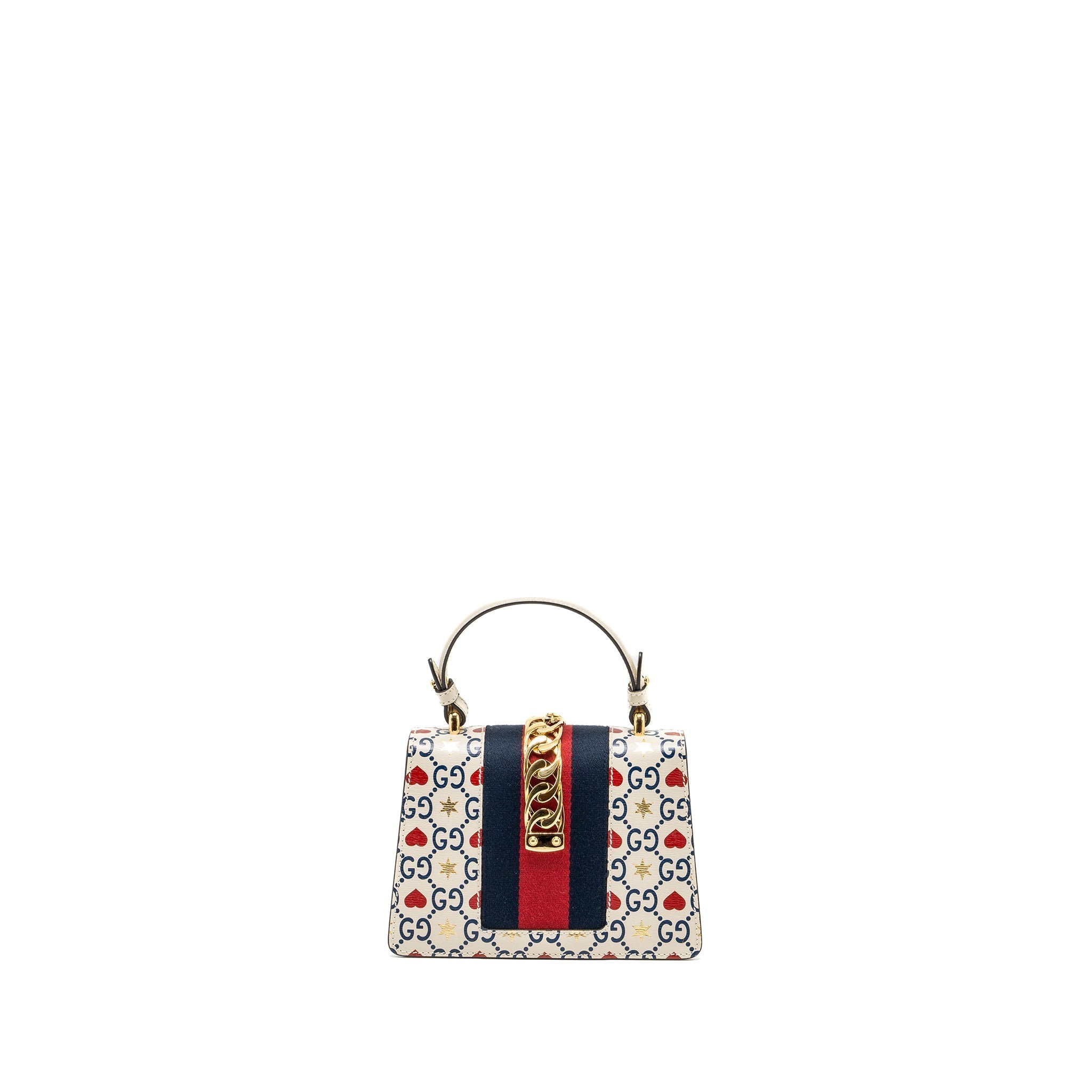Gucci Mini top handle Sylvie tote bag with heart print limited white multicolor
