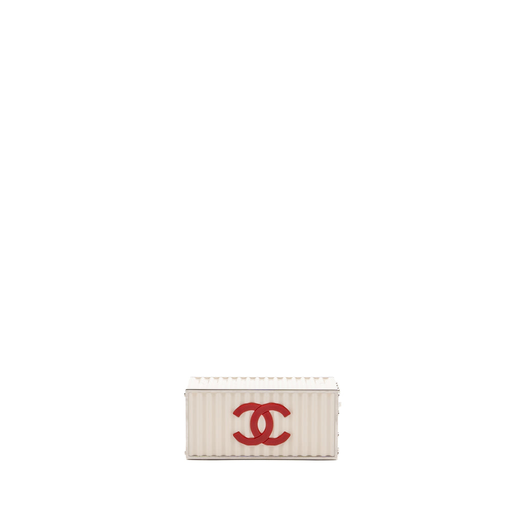Chanel Paris-Hamburg runway container clutch bag white / black / red