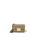 Gucci small padlock chain bag GG supreme canvas with Bee print beige / black
