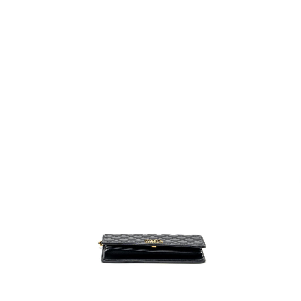 Chanel 23A clutch with chain lambskin black  (microchip)