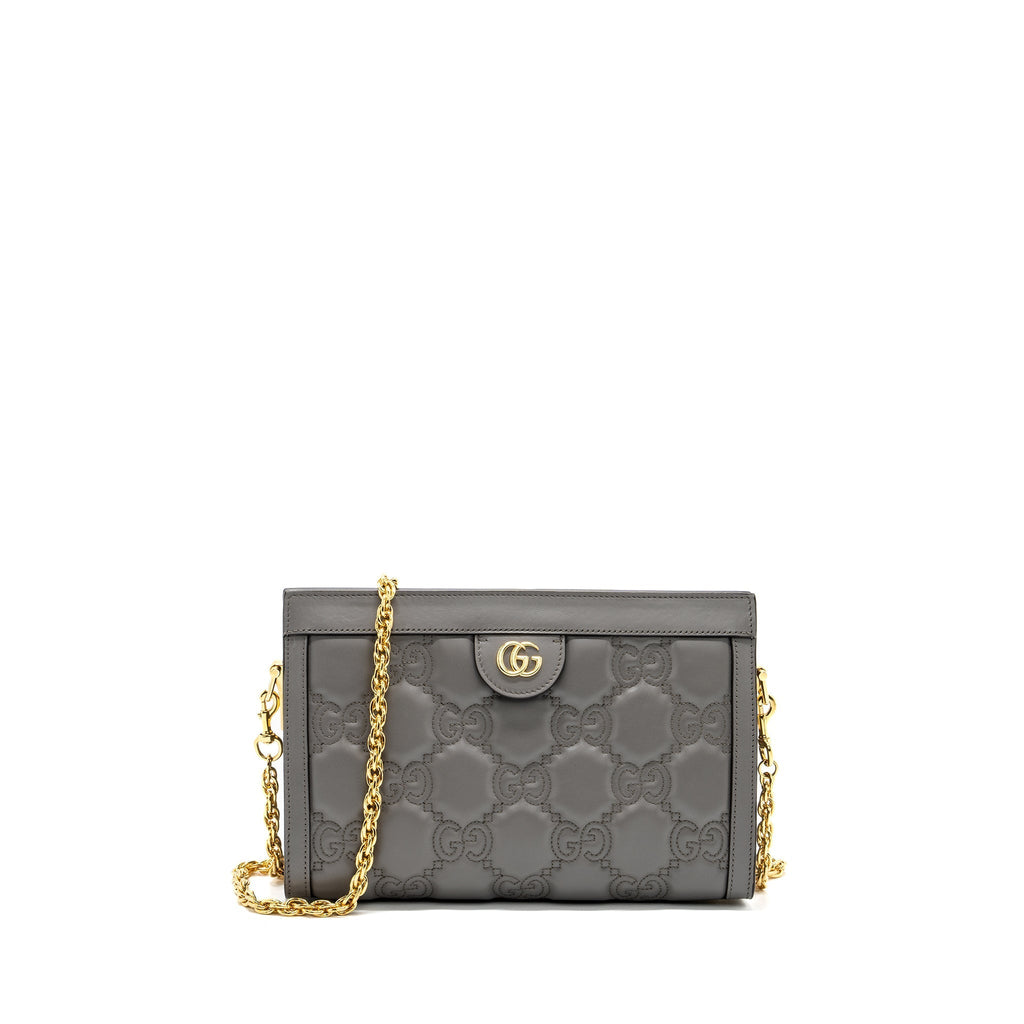Gucci chain crossbody bag calfskin grey L