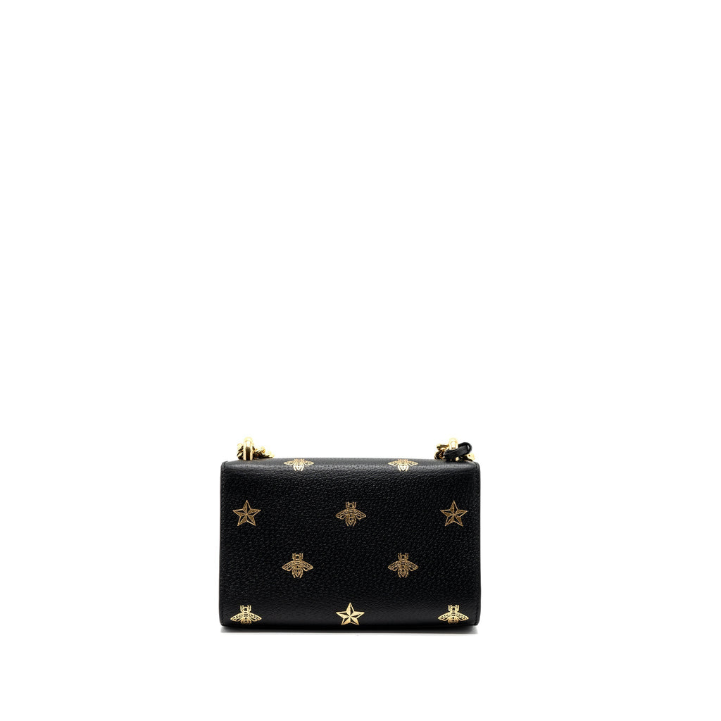 Gucci padlock chain bag bee print calfskin black