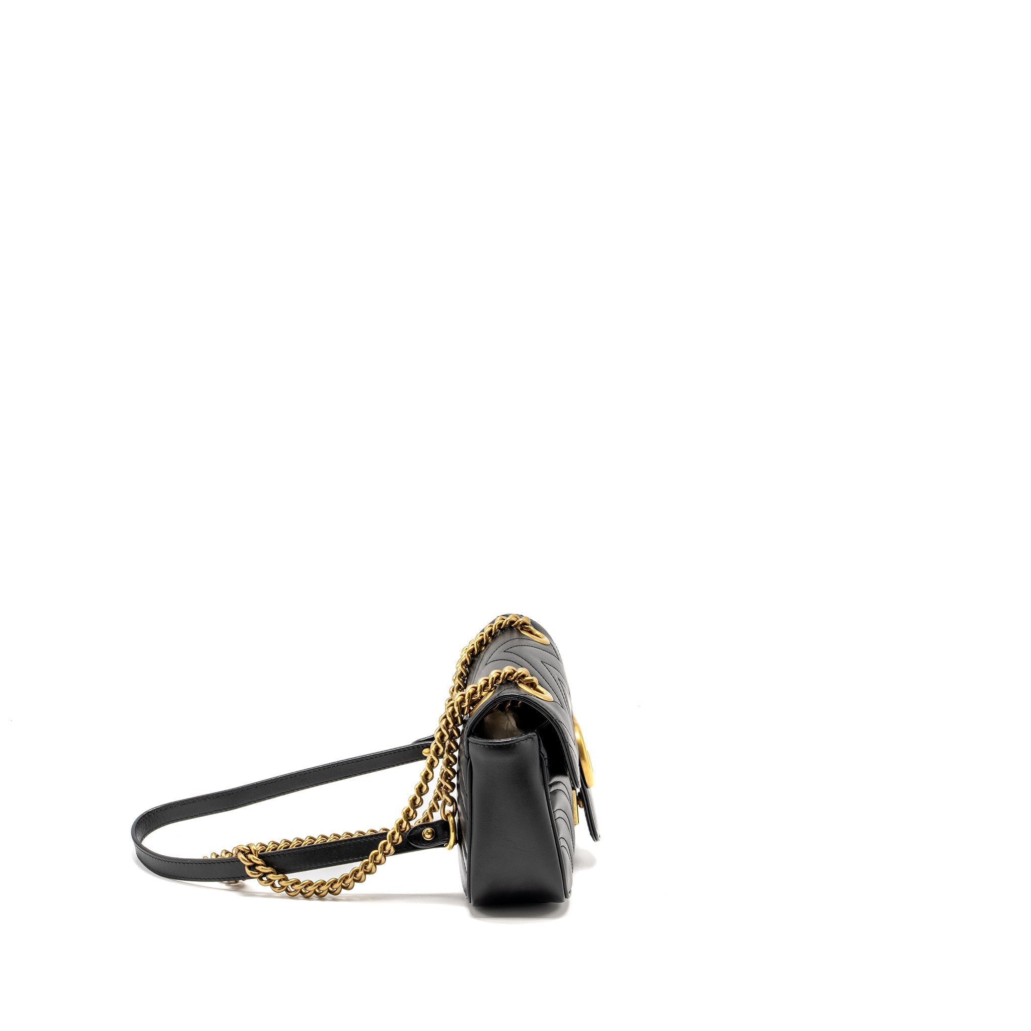 Gucci Mini GG Marmont Shoulder Bag Calfskin Black