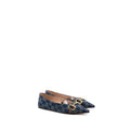 Gucci Size 37 GG Horsebit Ballerina Shoes GG Supreme Denim