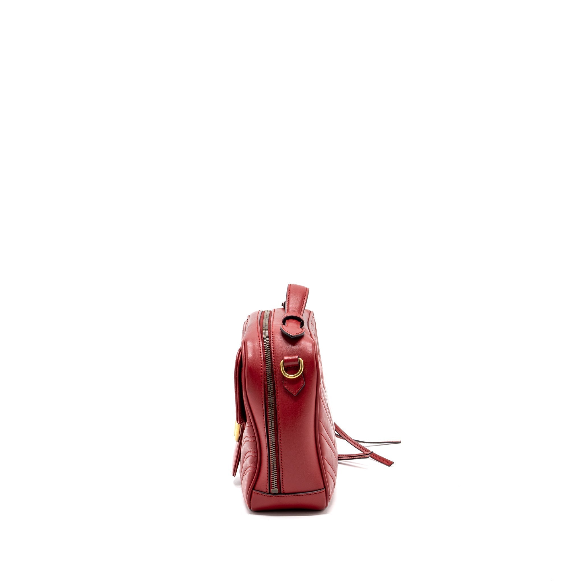Gucci GG Marmont Matelasse Shoulder Bag Calfskin Red